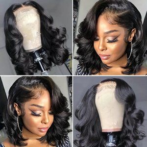 Natural Black 4×4 Closure Lace Human Hair Bob Wig